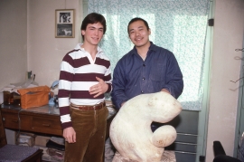 Photograph of Ethan Cohen and Wang Keping, taken in Wang’s apartment in Beijing, early 1980s.