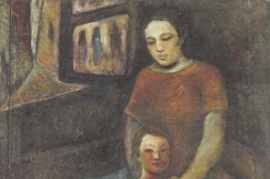 <i>Mother and Son</i>, Guan Wei, 1980, oil on canvas.