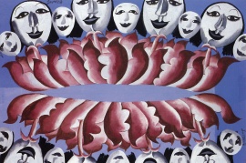 〈蜕变中的胭脂之二〉，李山，1989，布面油画，148 x 110厘米