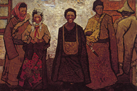 〈藏族新一代〉，周春芽，1980，布面油画，150 x 190厘米