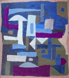 〈构图之一〉，毛旭辉，  1985， 纸板上布本拼贴, ， 78×92厘米