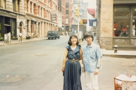 Photograph of <i>(left to right)</i> Chen Aikang and Lin Lin in New York, taken in 1988.