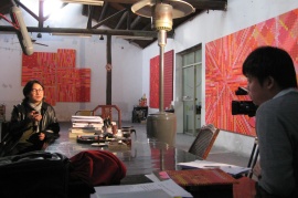 Interviewing Ding Yi at his studio in Shanghai, 26 November 2008.