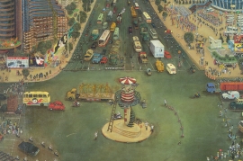 <i>The Metropolis</i>, Liu Dahong, 1986, oil on canvas, 135 x 154 cm.