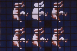 〈批量生产的圣婴 – 蓝色〉，王广义，1989，布面油画，150 x 120厘米