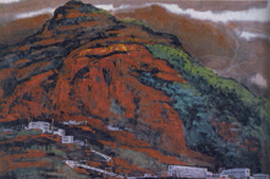 <i>Origin of the Pearl River</i>, Wang Huangsheng, ink on paper, 34 x 46 cm.