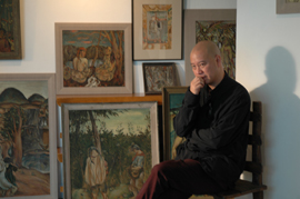 Ye Yongqing in his solo exhibition at the Hong Kong Arts Centre, 2008
