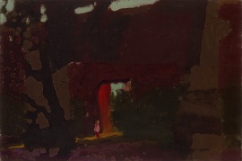 <i>Red Gate</i>, Zhang Wei, 1976, oil on cardboard, 17 x 25 cm.
