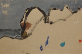 〈岩石2〉，张伟，1980，纸板油画，21 x 34厘米
